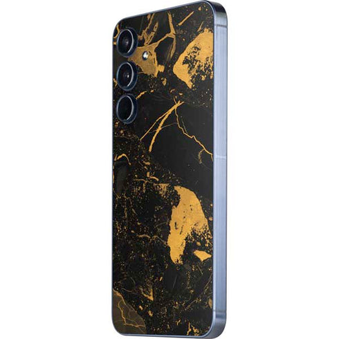 Black and Gold Scattered Marble Galaxy A55 5G Skin