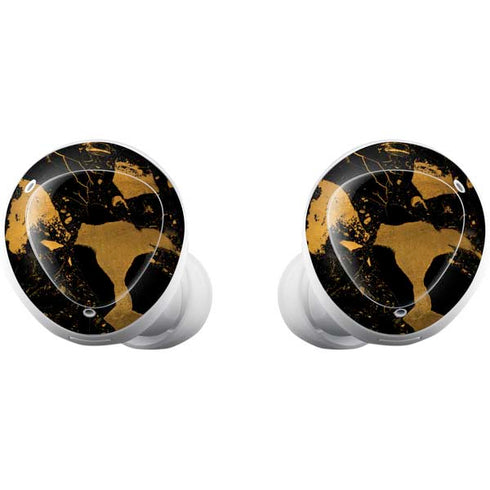 Black and Gold Scattered Marble Galaxy Buds Plus Skin