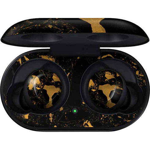Black and Gold Scattered Marble Galaxy Buds Skin