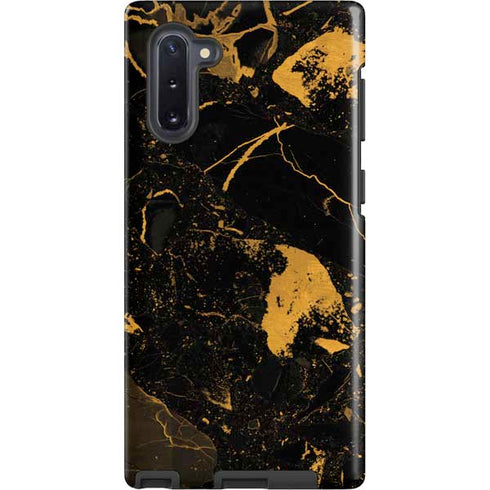 Black and Gold Scattered Marble Galaxy Cases