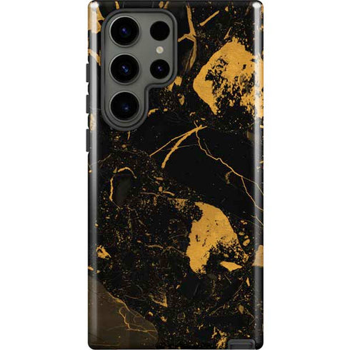 Black and Gold Scattered Marble Galaxy S23 Ultra Pro Case