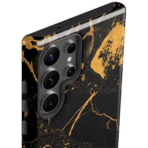 Black and Gold Scattered Marble Galaxy S23 Ultra Pro Case