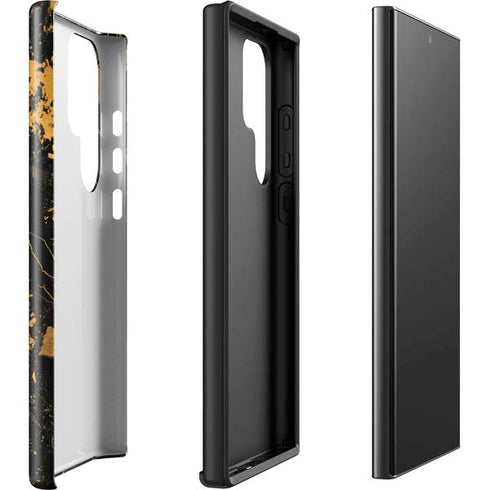 Black and Gold Scattered Marble Galaxy S23 Ultra Pro Case