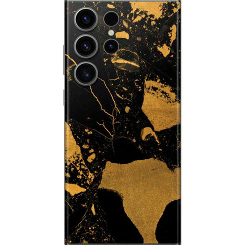 Black and Gold Scattered Marble Galaxy Skins