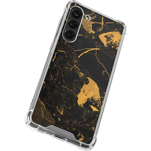 Black and Gold Scattered Marble Galaxy S24 FE Clear Case