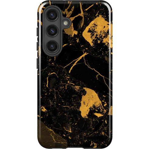 Black and Gold Scattered Marble Galaxy S25 Impact Case