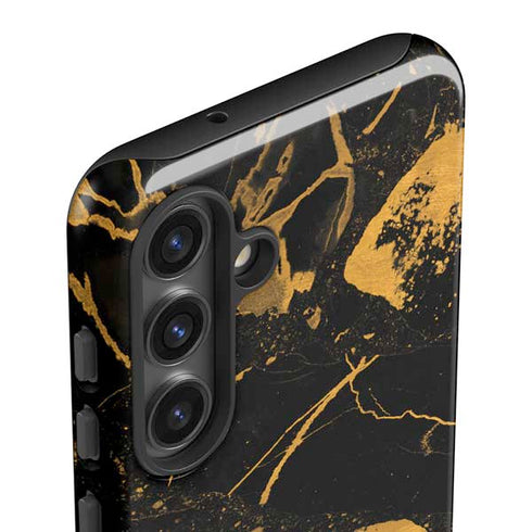 Black and Gold Scattered Marble Galaxy S25 Impact Case
