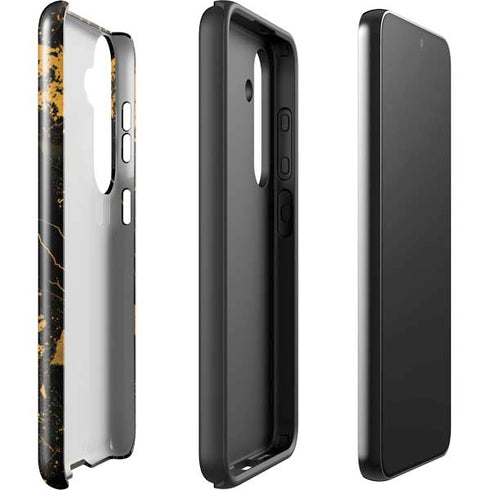 Black and Gold Scattered Marble Galaxy S25 Impact Case