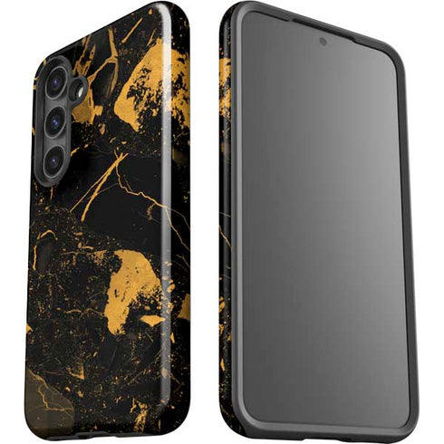 Black and Gold Scattered Marble Galaxy S25 Impact Case