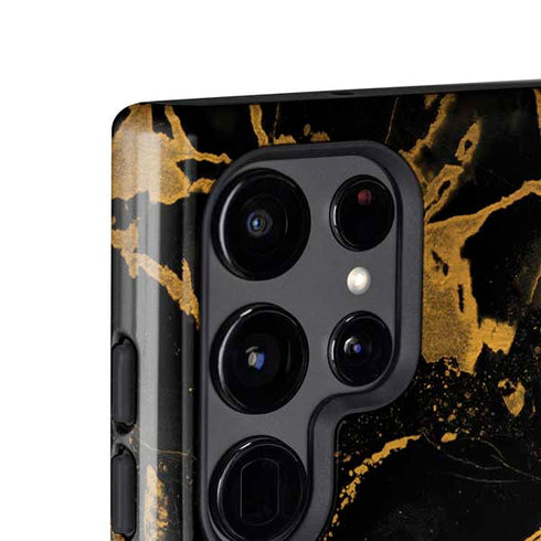 Black and Gold Scattered Marble Galaxy S25 Ultra Impact Case
