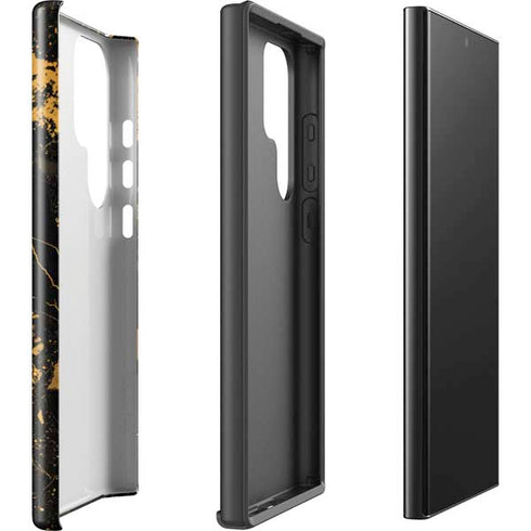 Black and Gold Scattered Marble Galaxy S25 Ultra Impact Case