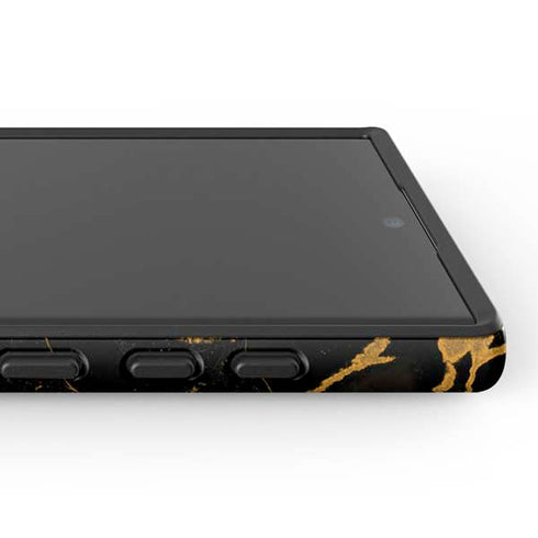 Black and Gold Scattered Marble Galaxy S25 Ultra Impact Case