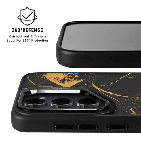 Black and Gold Scattered Marble Galaxy S24 Ultra Kickstand Case