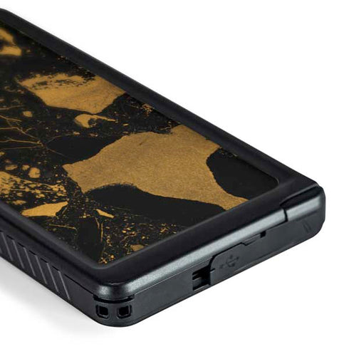 Black and Gold Scattered Marble Galaxy S24 Ultra Waterproof Case