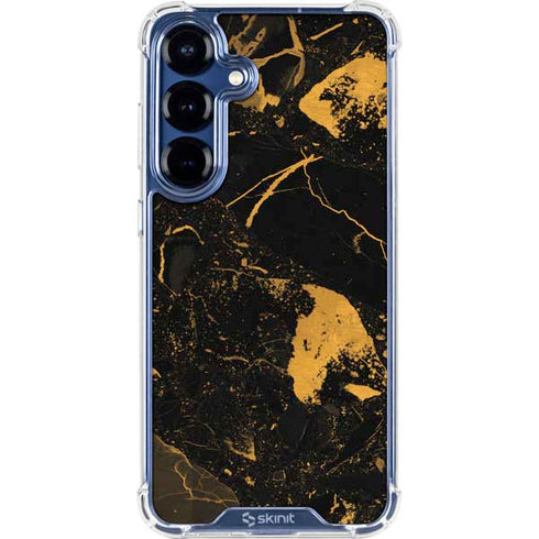 Black and Gold Scattered Marble Galaxy S25 FE Clear Case