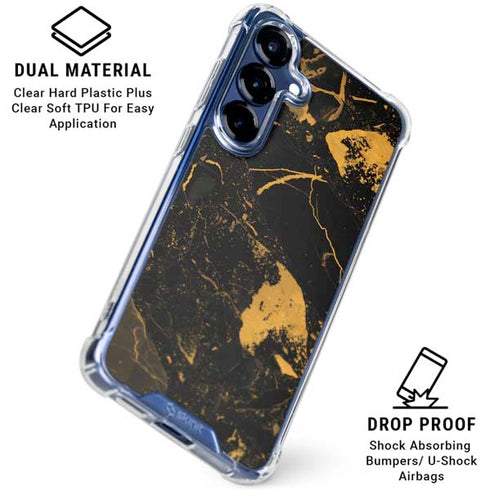 Black and Gold Scattered Marble Galaxy S25 Plus Clear Case