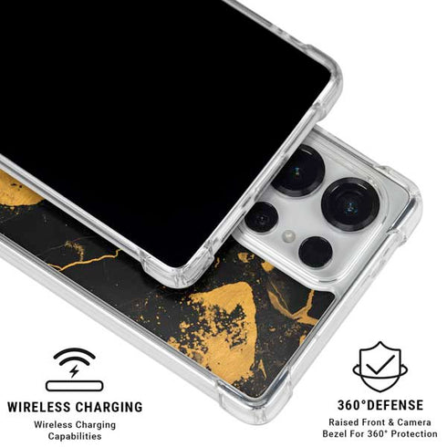 Black and Gold Scattered Marble Galaxy S25 Ultra Clear Case