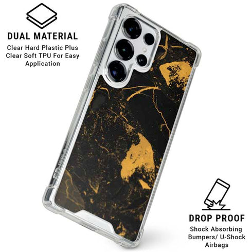 Black and Gold Scattered Marble Galaxy S25 Ultra Clear Case