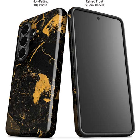 Black and Gold Scattered Marble Galaxy S26 Impact Case