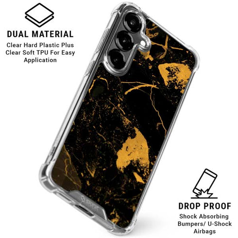 Black and Gold Scattered Marble Galaxy S26 Plus Clear Case