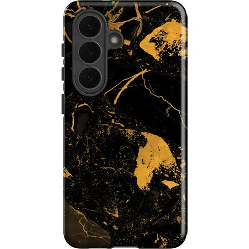Black and Gold Scattered Marble Galaxy S26 Plus Impact Case