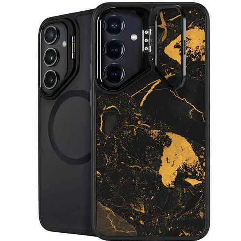 Black and Gold Scattered Marble Galaxy S26 Plus Kickstand Case