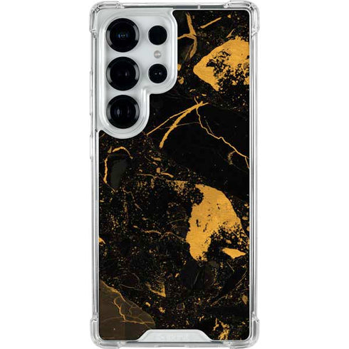 Black and Gold Scattered Marble Galaxy S26 Ultra Clear Case