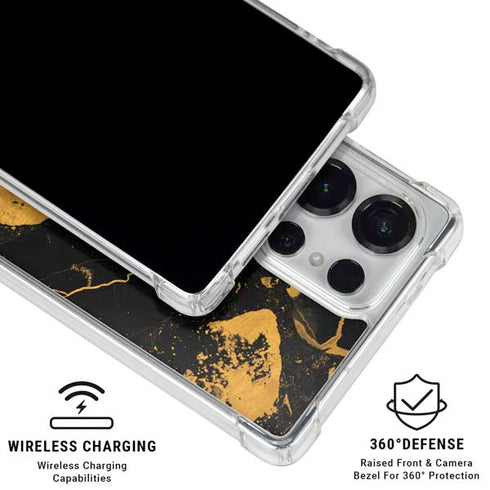 Black and Gold Scattered Marble Galaxy S26 Ultra Clear Case