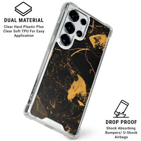 Black and Gold Scattered Marble Galaxy S26 Ultra Clear Case