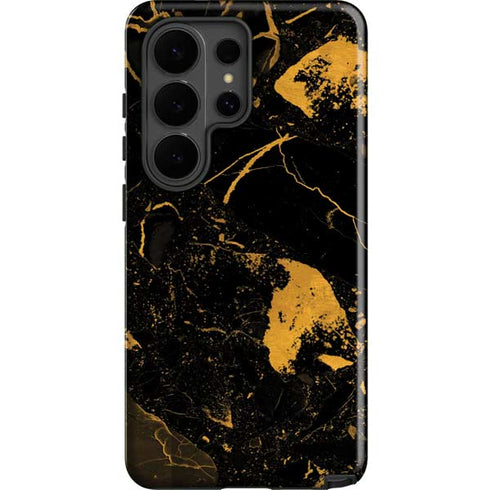 Black and Gold Scattered Marble Galaxy S26 Ultra Impact Case