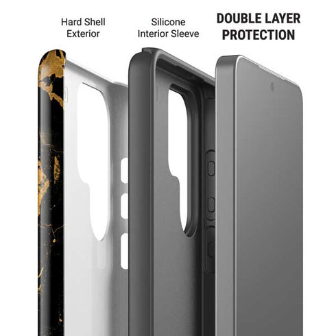 Black and Gold Scattered Marble Galaxy S26 Ultra Impact Case