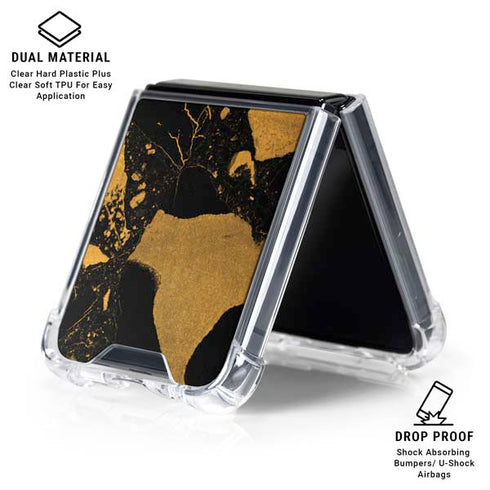 Black and Gold Scattered Marble Galaxy Z Flip6 Clear Case