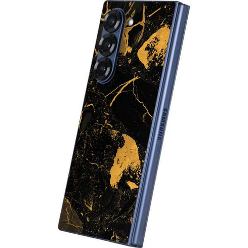 Black and Gold Scattered Marble Galaxy Z Fold6 Skin