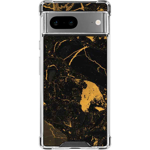 Black and Gold Scattered Marble Google Pixel 8a Clear Case