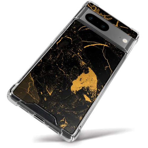 Black and Gold Scattered Marble Google Pixel 8a Clear Case