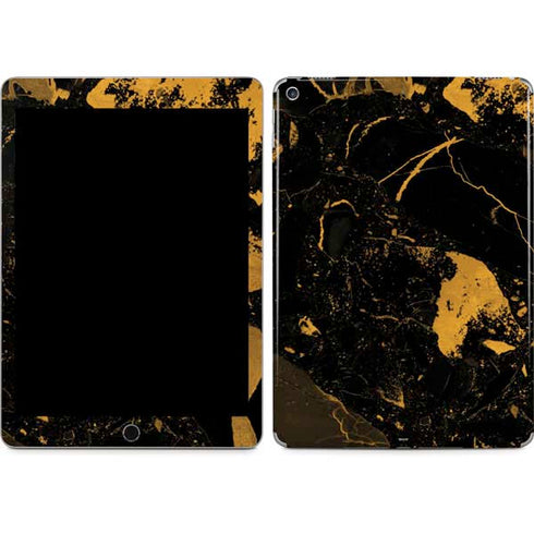 Black and Gold Scattered Marble iPad Skins