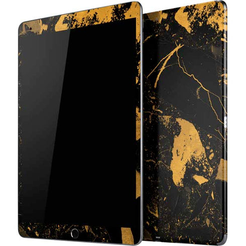 Black and Gold Scattered Marble iPad Skins