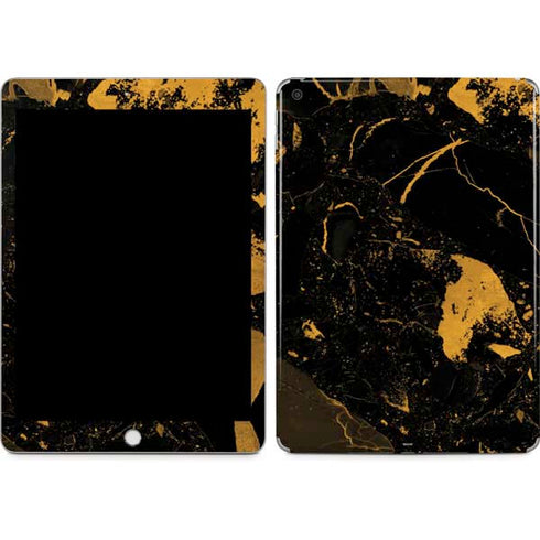 Black and Gold Scattered Marble Apple iPad Skin