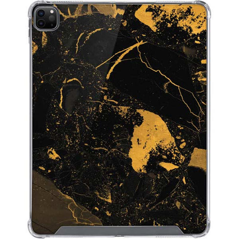 Black and Gold Scattered Marble iPad Cases