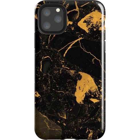 Black and Gold Scattered Marble iPhone Cases