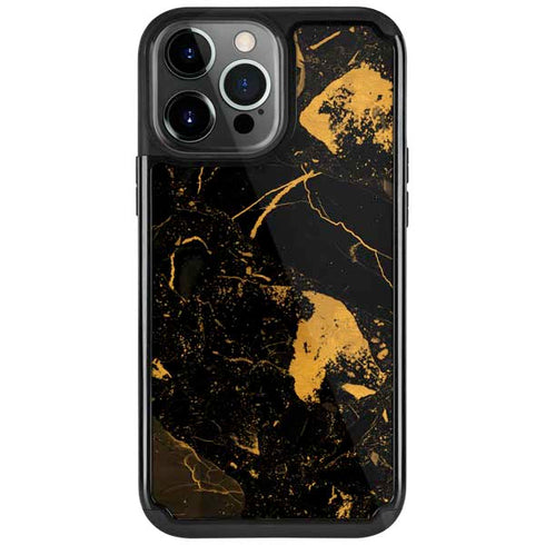 Black and Gold Scattered Marble iPhone Cases