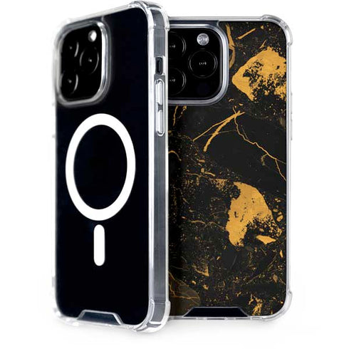 Black and Gold Scattered Marble iPhone Cases
