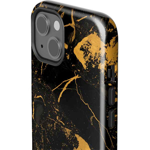 Black and Gold Scattered Marble iPhone 15 Impact Case