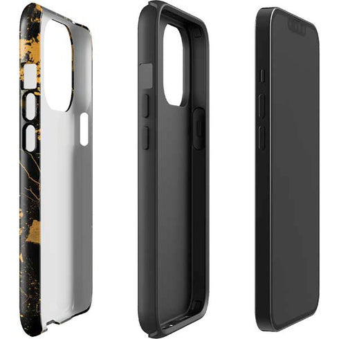 Black and Gold Scattered Marble iPhone 15 Pro Impact Case