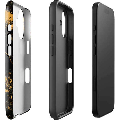 Black and Gold Scattered Marble iPhone 16 Impact Case