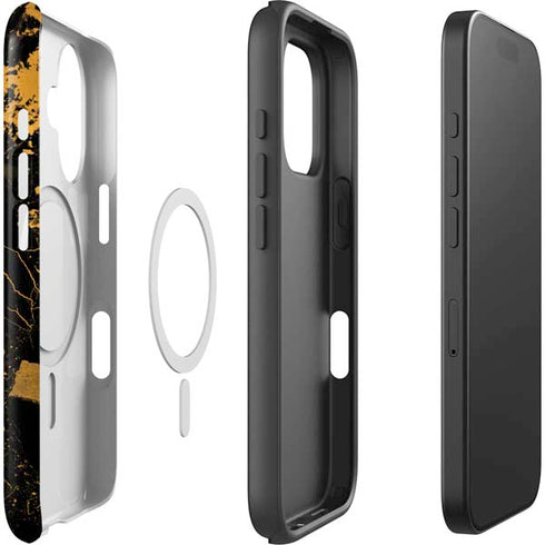 Black and Gold Scattered Marble iPhone 16 Magsafe Impact Case