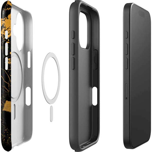 Black and Gold Scattered Marble iPhone 16 Plus Magsafe Impact Case