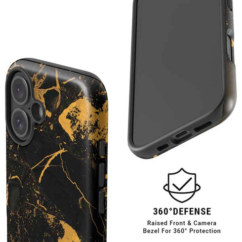 Black and Gold Scattered Marble iPhone 16 Plus Magsafe Impact Case