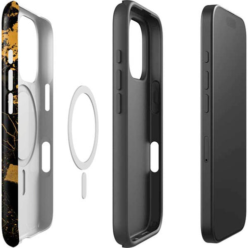 Black and Gold Scattered Marble iPhone 16 Pro Magsafe Impact Case