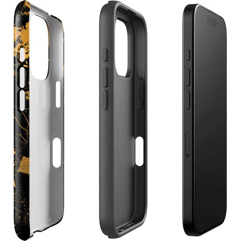 Black and Gold Scattered Marble iPhone 16 Pro Max Impact Case